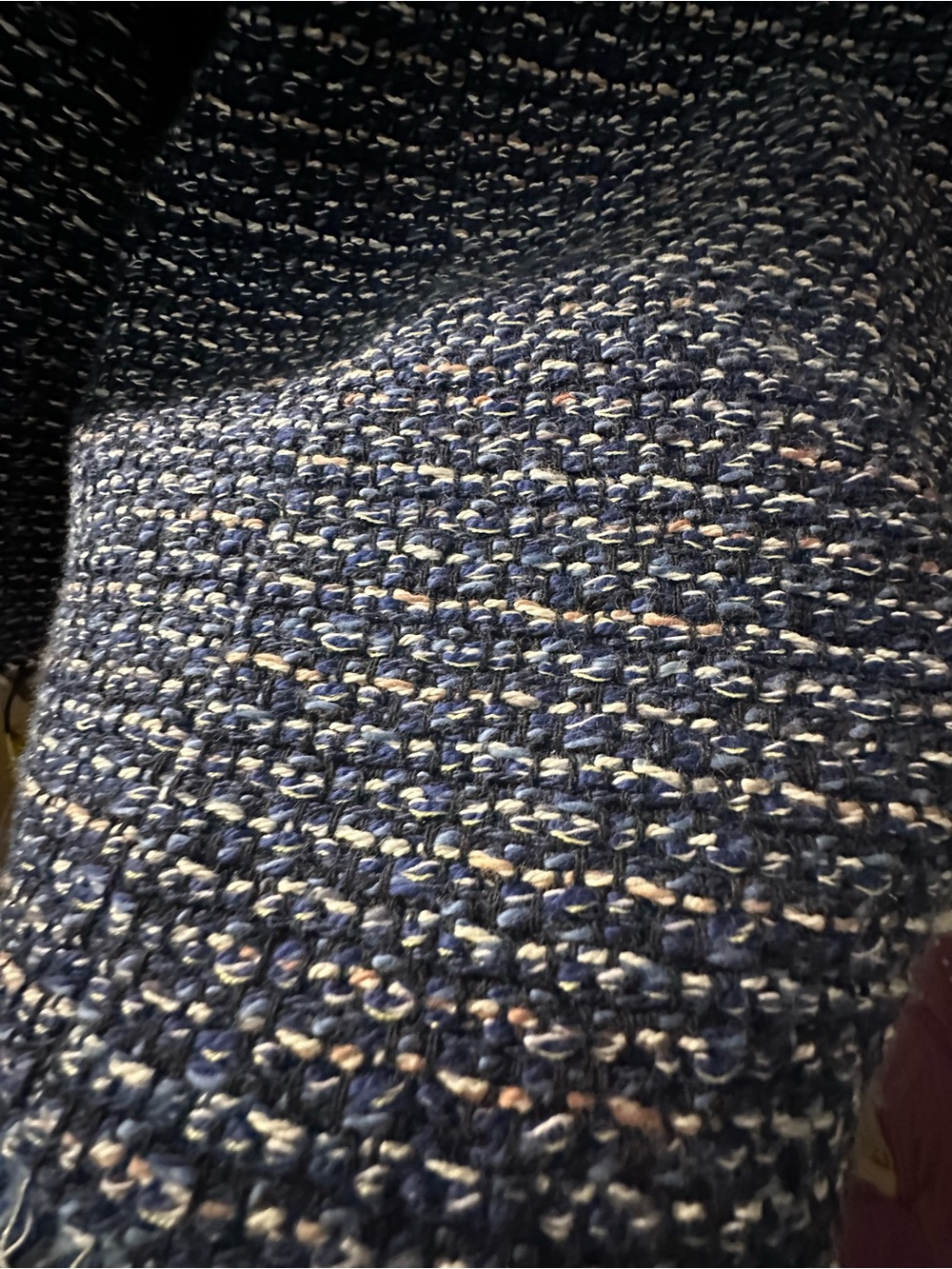 Talbots Navy Tweed Fringe Open-Front Jacket - Picture 4 of 6